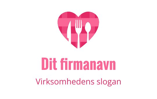 Hjerteformet logo med bestikk i rosa nyanser