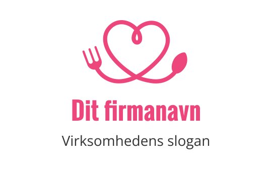 Lekent hjerte logo design med gaffel og skje i rosa