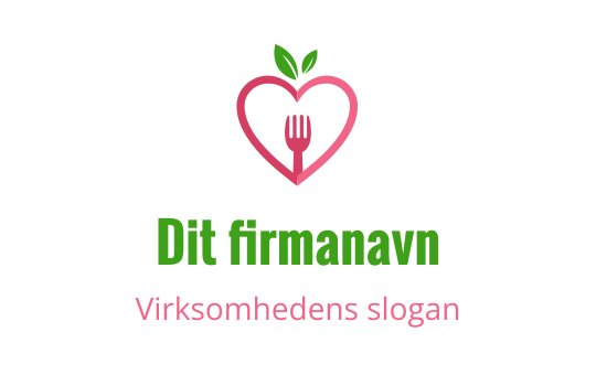 Hjerteformet logo med en gaffel og grønne blader