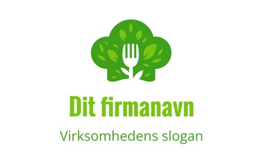 Moderne grønn logo med gaffel og bladaktige treelementer