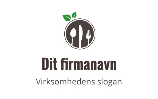 Moderne logo design med redskaper og et grønt blad i sirkulær form