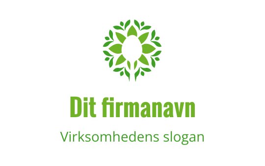 Moderne grønn logo design med en bladkrans og sentral form
