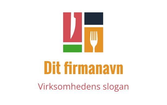 Fargerik logo med kniv og gaffel i firkantet design