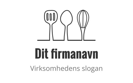 Minimalistisk logo med tre kjøkkenredskaper i linjeartstil