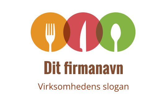 Fargerik logo med gaffel, kniv og skje i sirkler