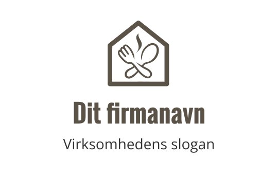 Moderne husformet logo med redskaper og bladmotiv