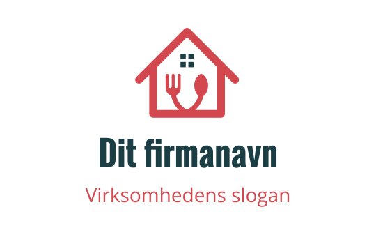 Husformet logo med gaffel og skje i rødt og teal