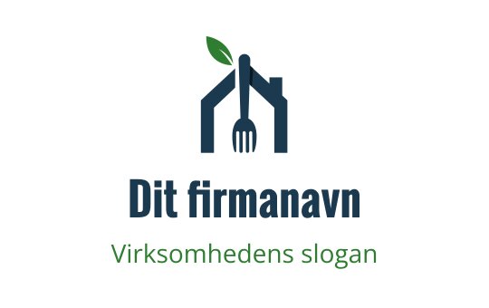 Moderne logo design med hus, gaffel og grønne blad-elementer