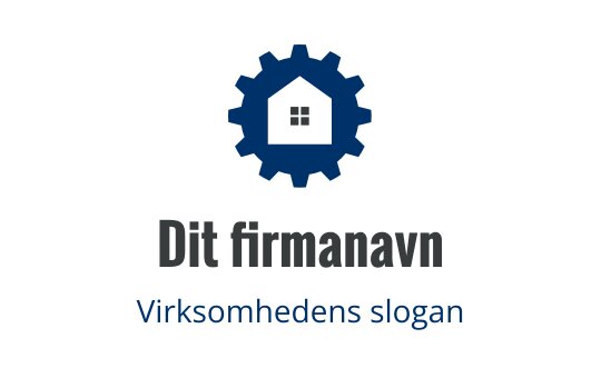 Moderne logo design med en blå tannhjul og hus silhuett