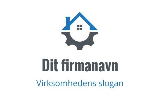 Moderne logo design med en kombinasjon av hus og tannhjul i blått og grått