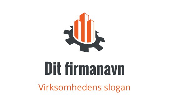 Moderne logo design med oransje skyskrapere i en tannhjulform