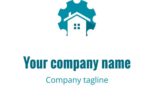 Moderne logo design med et hus i en tannhjulform