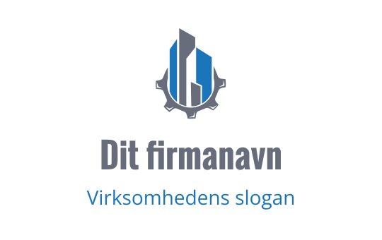 Moderne logo design med en blå geometrisk form og tannhjulselementer