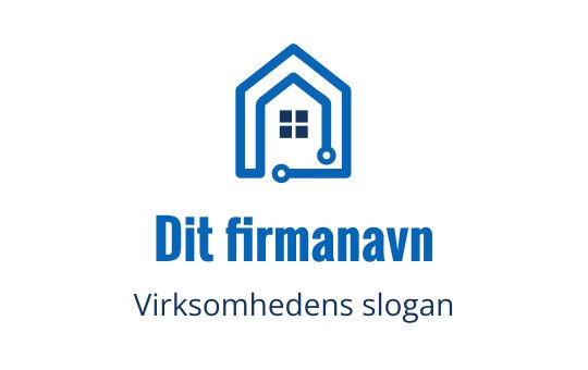 Moderne blå huslogo med vindu og sammenkoblede linjer