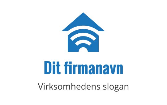 Moderne blå logo med et hus og trådløse signalbølger