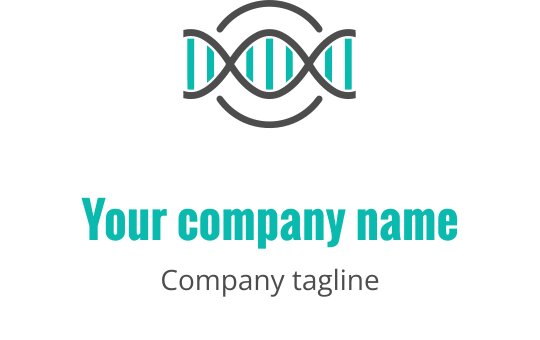 Moderne logo design med DNA-streng i teal og grå elementer