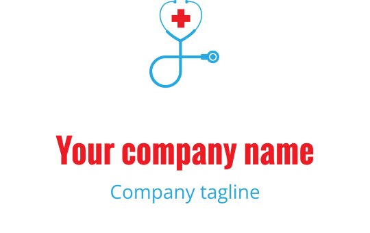 Moderne logo design av stetoskop med hjerte og korssymbol
