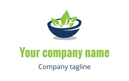 Moderne logo design med en bolle og grønne blader