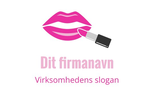Logo design med sterke rosa lepper og en leppestift som påfører farge
