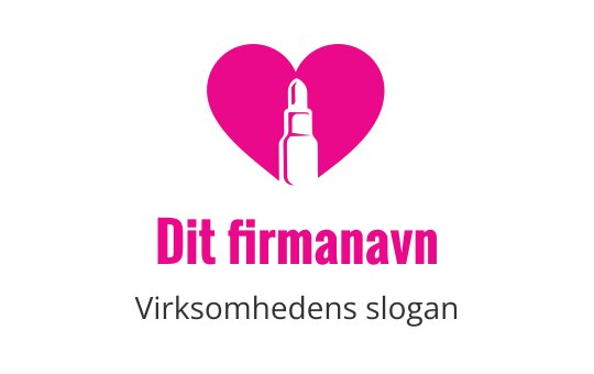 Fet rosa hjerte logo design med en leppestift silhuett