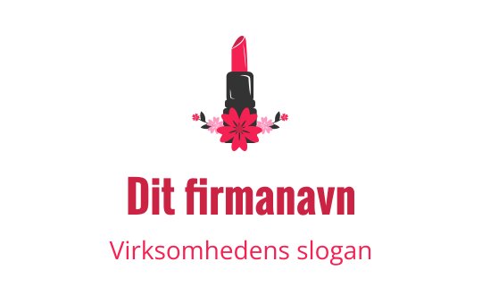 Fet leppestift logo design med rosa blomster og elegant typografi