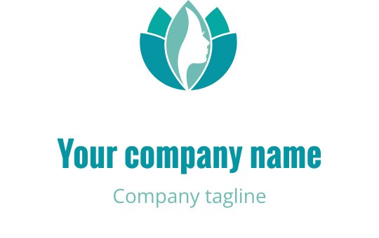 Elegant logo med en profil silhuett i en teal blomsterform