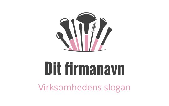 Stilig logo design med sminkebørster i rosa og gråtoner