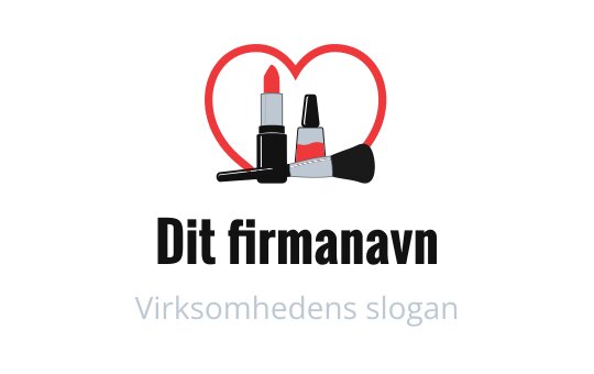 Lekent logo design med leppestift og neglelakk i hjerteform