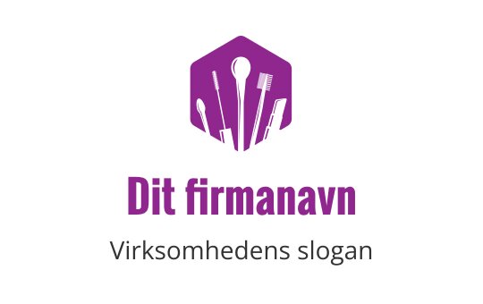 Moderne lilla logo med en stilisert silhuett av dress og slips