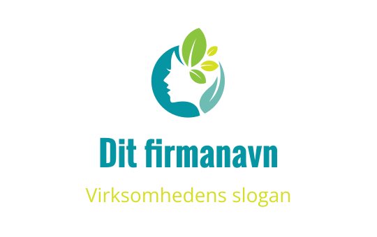 Moderne logo design med en profil silhuett og grønne blader