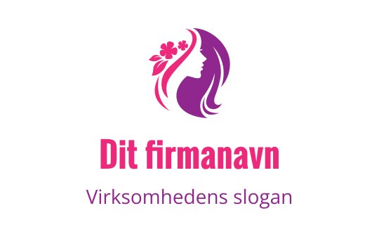 Elegant logo design med en kvinnes silhuett og blomsterdetaljer i rosa og lilla