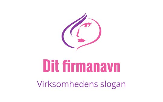 Elegant logo design med en stilisert kvinnes ansikt i rosa og lilla