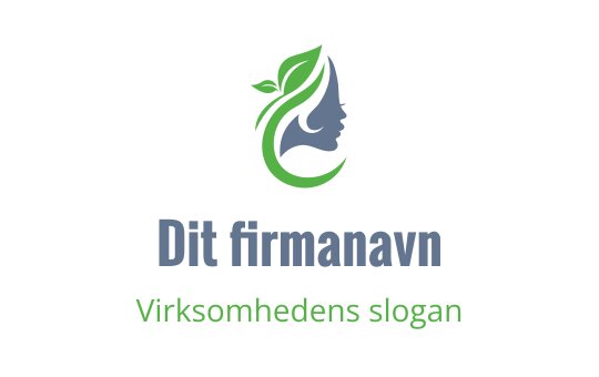 Elegant logo med en profil silhuett og grønne blader