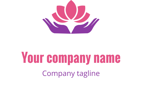 Elegant logo med en rosa lotus over to lilla hender