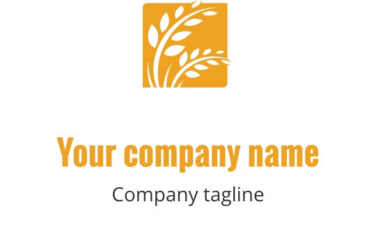 Elegant logo design med et stilisert blad i oransje og svart