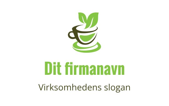 Moderne grønn kaffekopp logo design med blader som stikker opp fra toppen