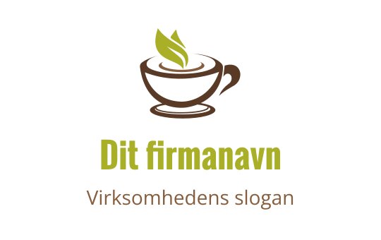 Moderne logo design av kaffekopp med grønne blader som stikker opp