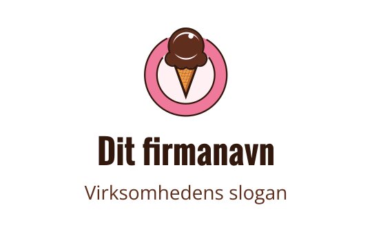 Lekent iskremkjeks logo design med sjokolade kule og rosa sirkel