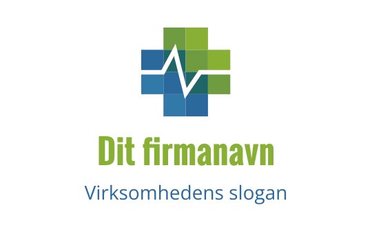 Moderne logo design med et grønt og blått kors og en hjerterytmelinje