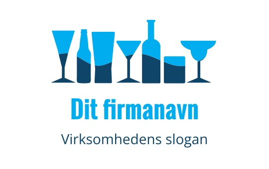 Stilig logo med ulike drikkeglass i blåtoner