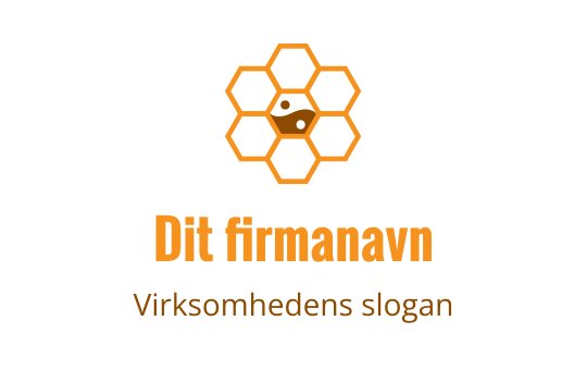 Kubeformet logo med en sentral bie i varme oransje toner