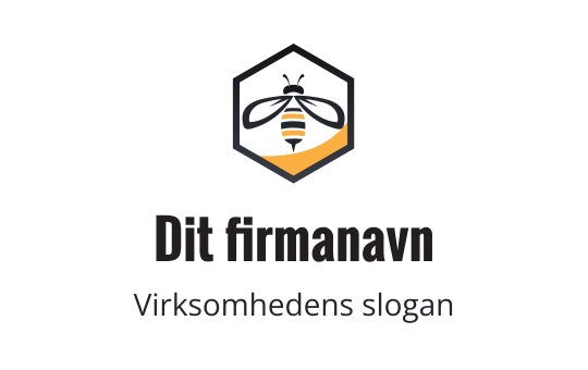 Sekskantet logo med en stilisert bie i svart og gull