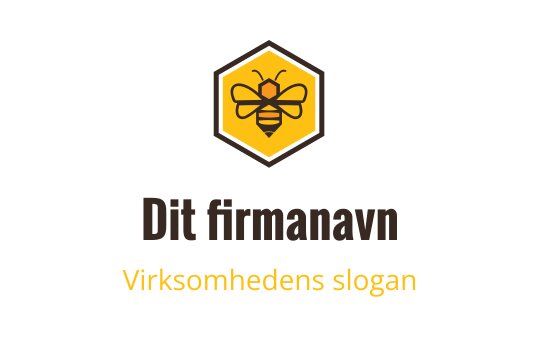 Sekskantet logo med en bie i gult og brunt