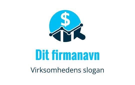 Moderne blå logo med dollar tegn og oppadgående trendgraf