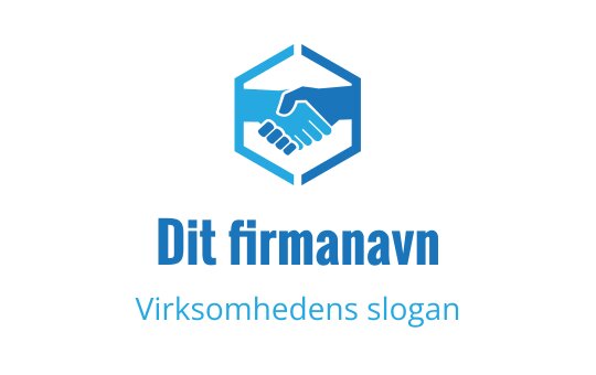 Moderne blå heksagon logo design med et håndtrykk grafikk