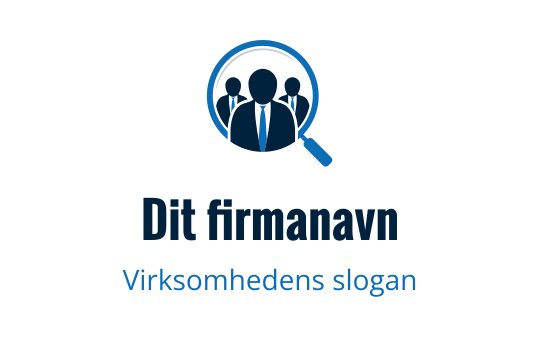 Profesjonell logo design med forstørrelsesglass og silhuetter av mennesker