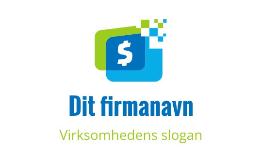 Moderne blå og grønn logo med dollartegn og piksler