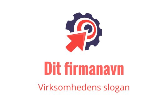 Moderne logo design med et tannhjul og pil i rødt og blått