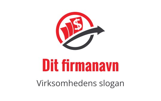 Fet logo design med dollar-tegn og oppoverpiler i rødt og svart
