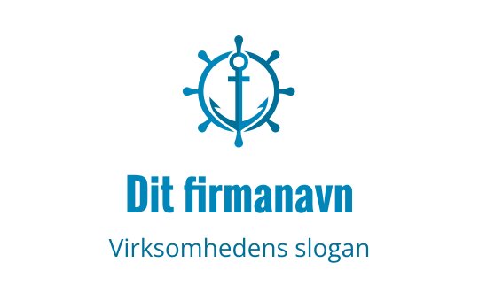 Nautisk logo med anker og skipsratt i blått